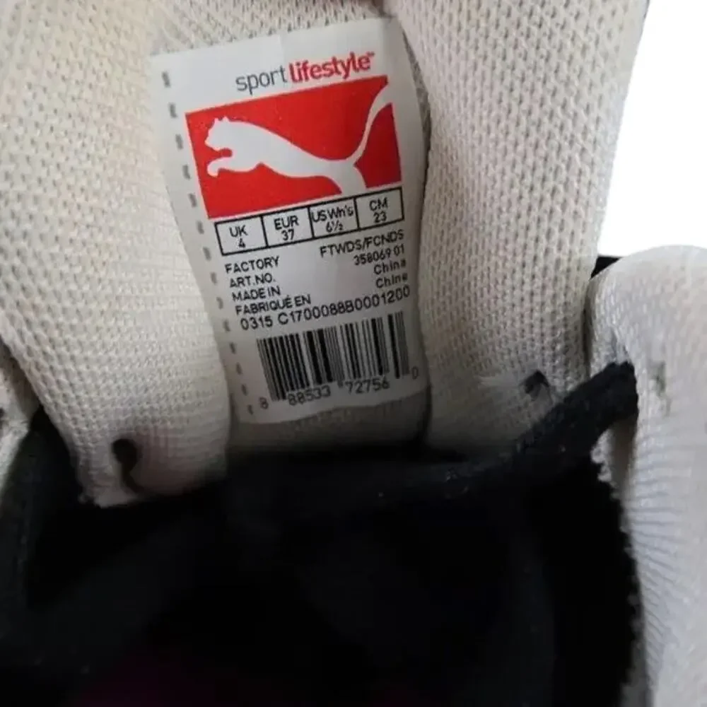 Puma Shoes Womens 6.5 Athletic Trainer Leather Blocks Stripes Trinomic Sneakers